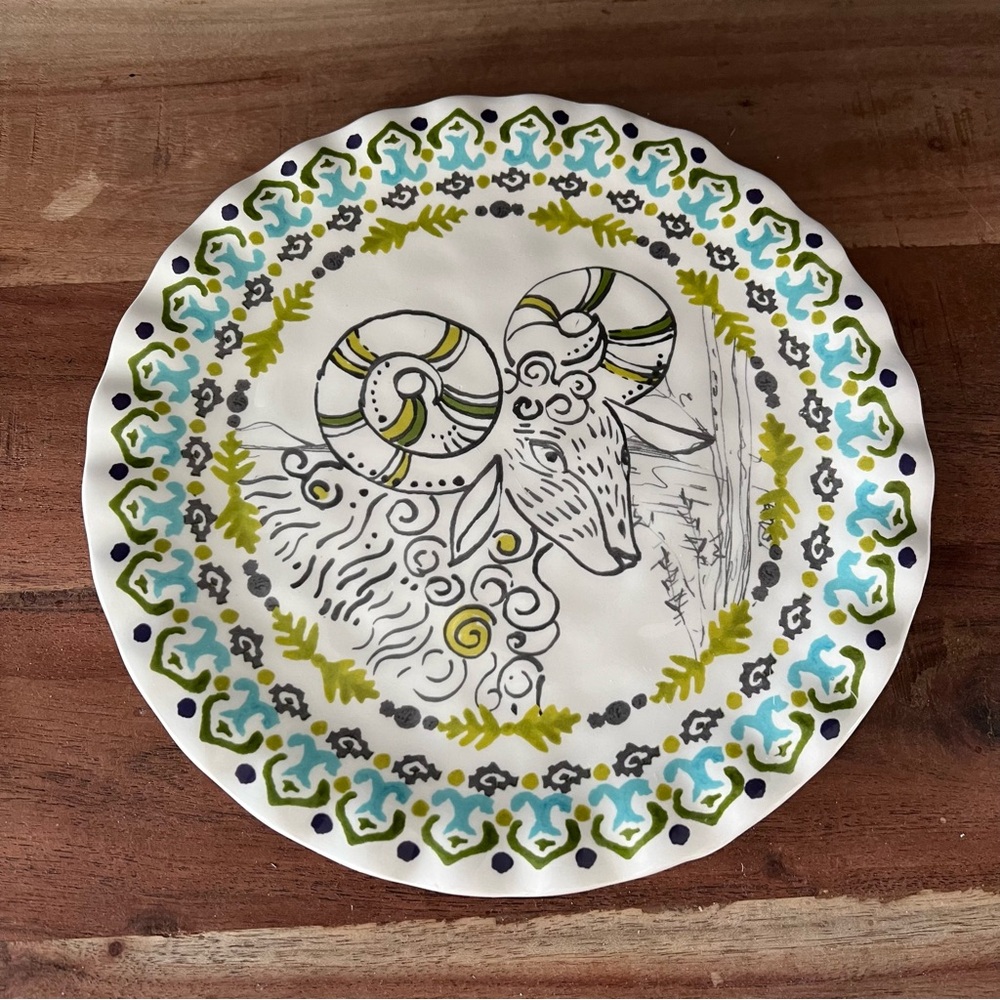 Anthropologie Tula Earthenware Forest Fable - Ram Plate